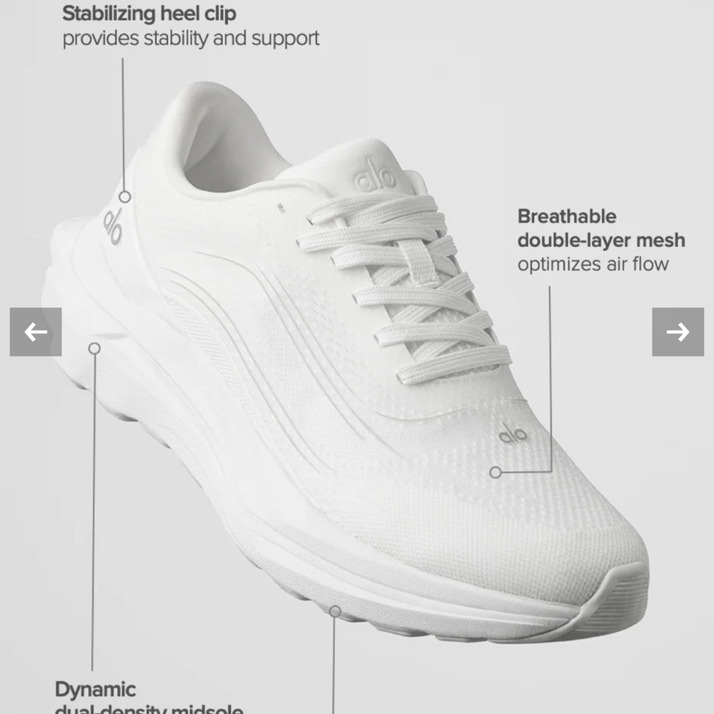 ALO Runner White Sneakers Womens Size 6.5 - Picture 16 of 16